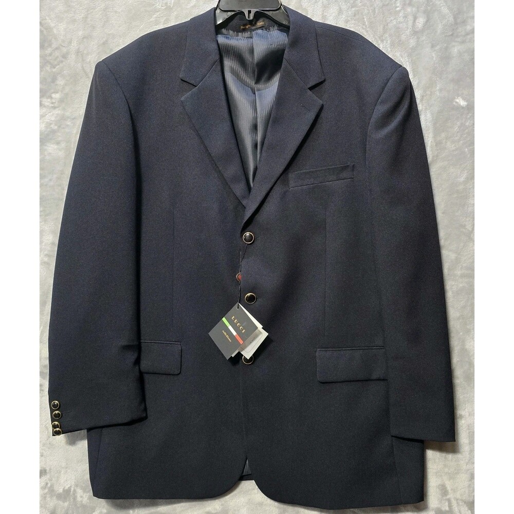 NWT Lucci ColleZione Suit Jacket Sport Coat Blazer Mens 48L Navy Blue Classic